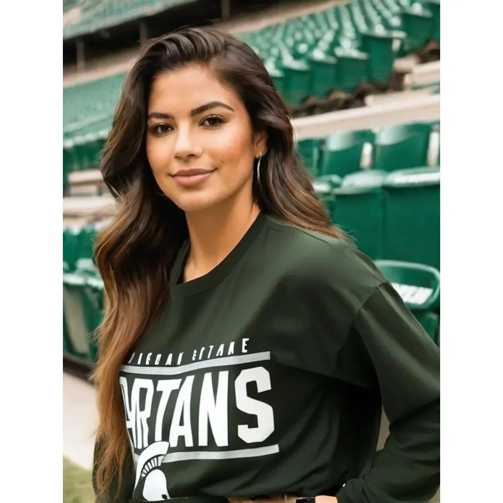 NWT Captivating Michigan State Spartans Women's XL‎ Green Long Sleeve T-Shirt